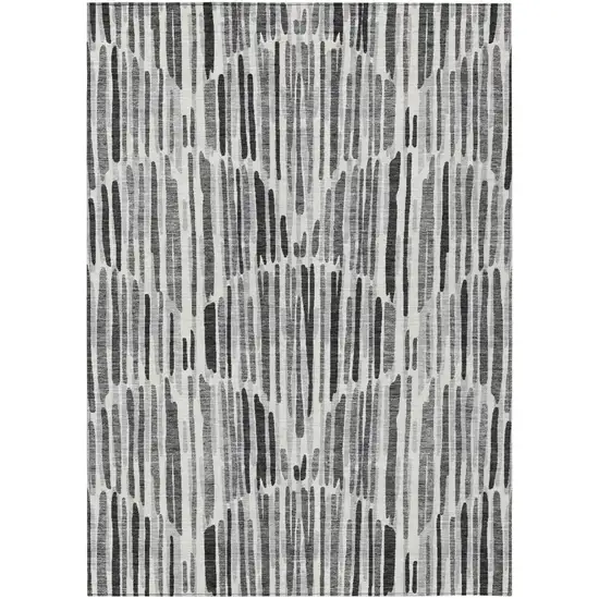 Gray Ivory And Charcoal Abstract Washable Indoor Outdoor Area Rug Photo 1