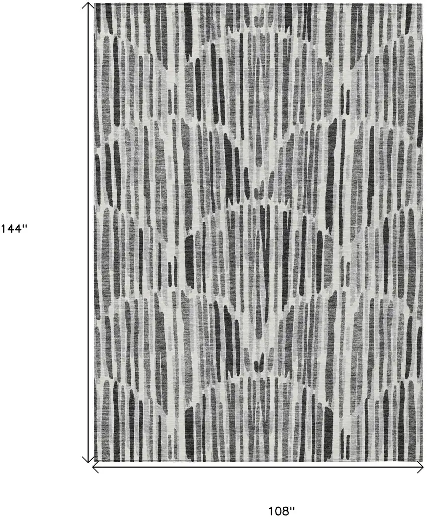 Gray Ivory And Charcoal Abstract Washable Indoor Outdoor Area Rug Photo 3