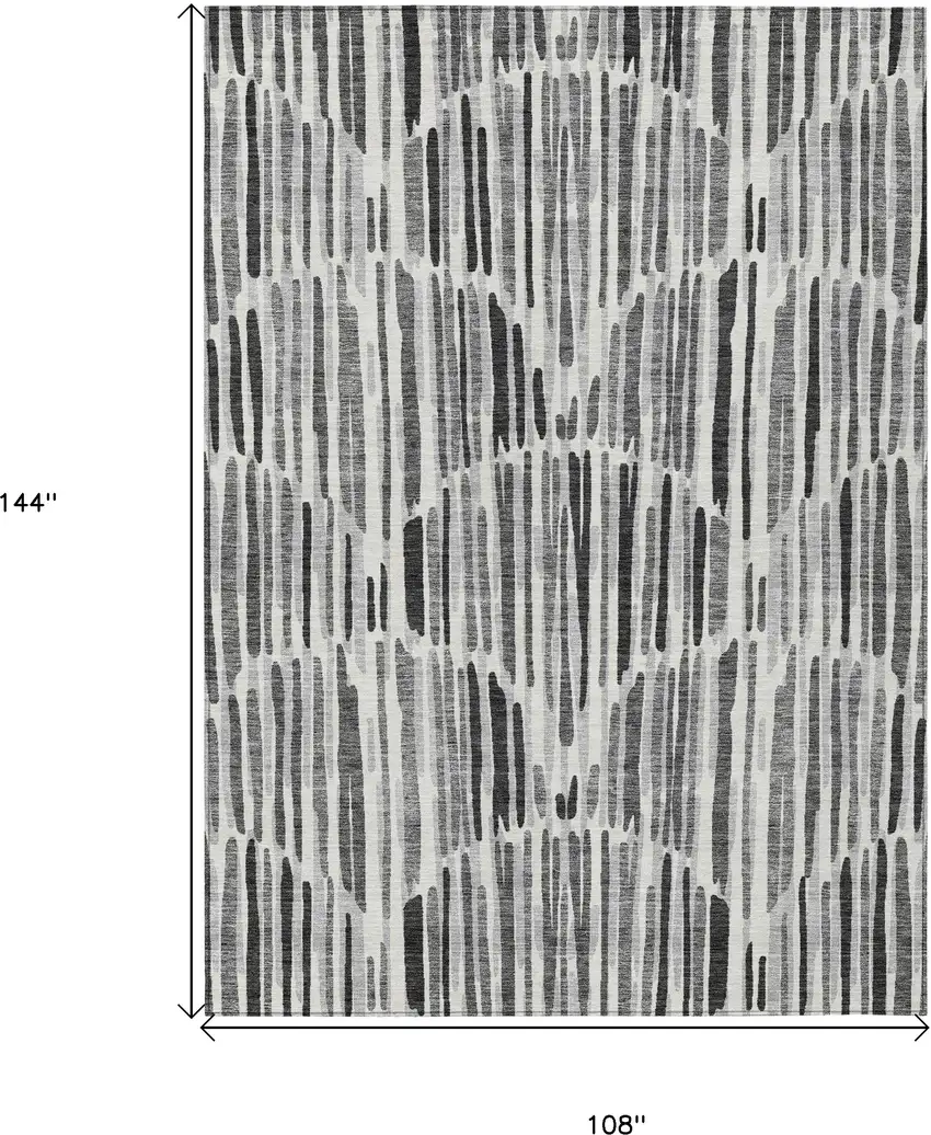 Gray Ivory And Charcoal Abstract Washable Indoor Outdoor Area Rug Photo 3