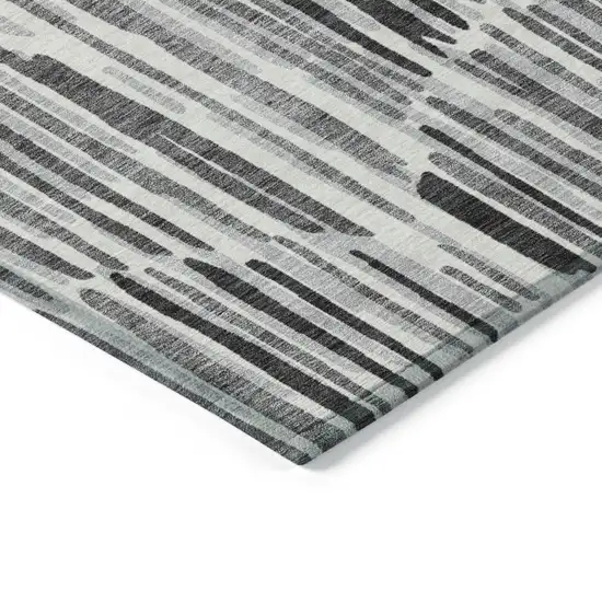 Gray Ivory And Charcoal Abstract Washable Indoor Outdoor Area Rug Photo 3