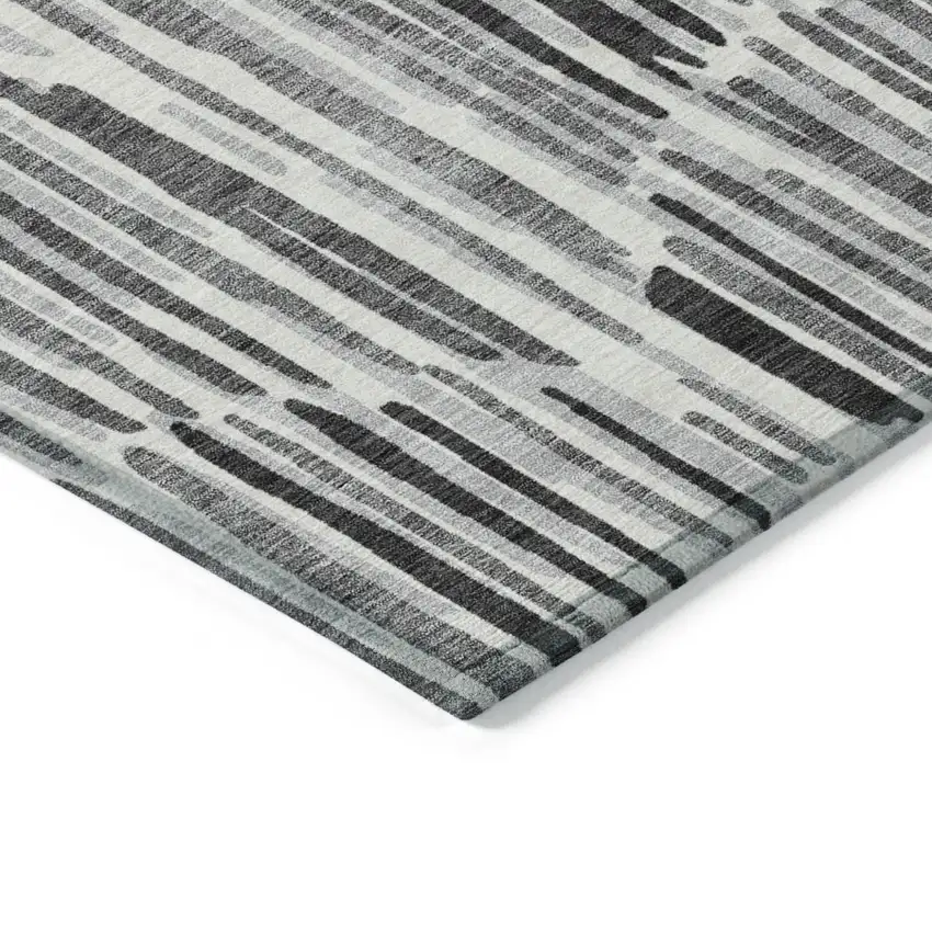 Gray Ivory And Charcoal Abstract Washable Indoor Outdoor Area Rug Photo 3