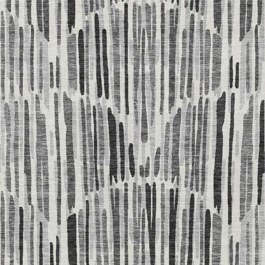 Gray Ivory And Charcoal Abstract Washable Indoor Outdoor Area Rug Photo 4
