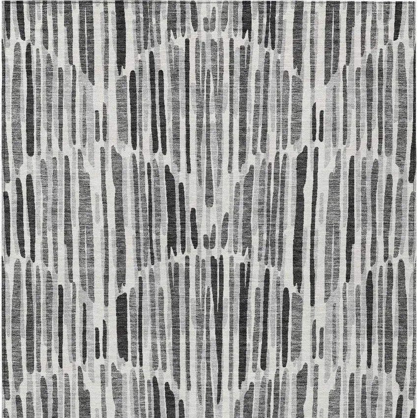 Gray Ivory And Charcoal Abstract Washable Indoor Outdoor Area Rug Photo 6