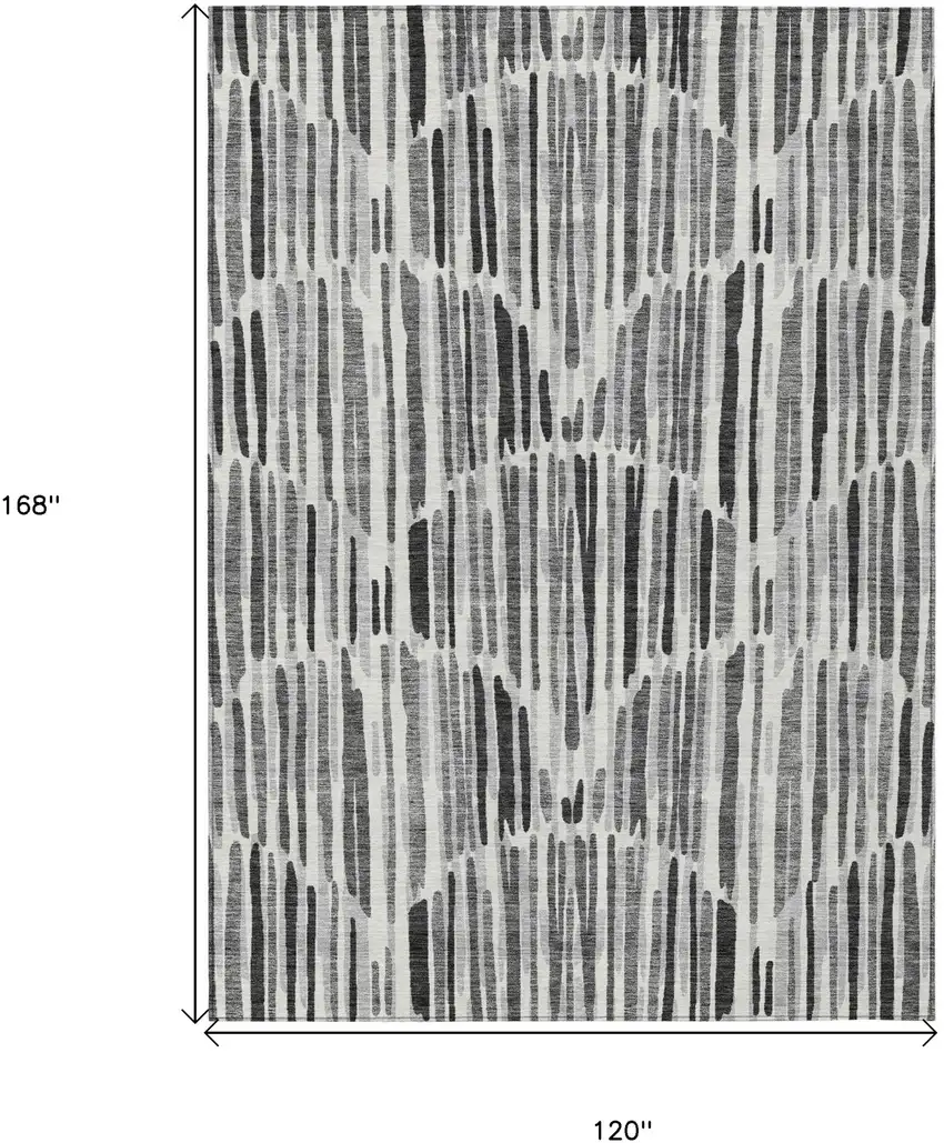 Gray Ivory And Charcoal Abstract Washable Indoor Outdoor Area Rug Photo 3