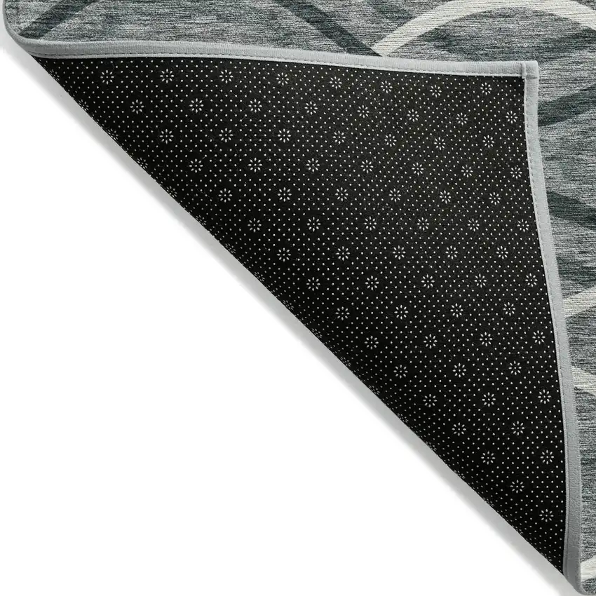 Gray Ivory And Charcoal Abstract Washable Indoor Outdoor Area Rug Photo 2