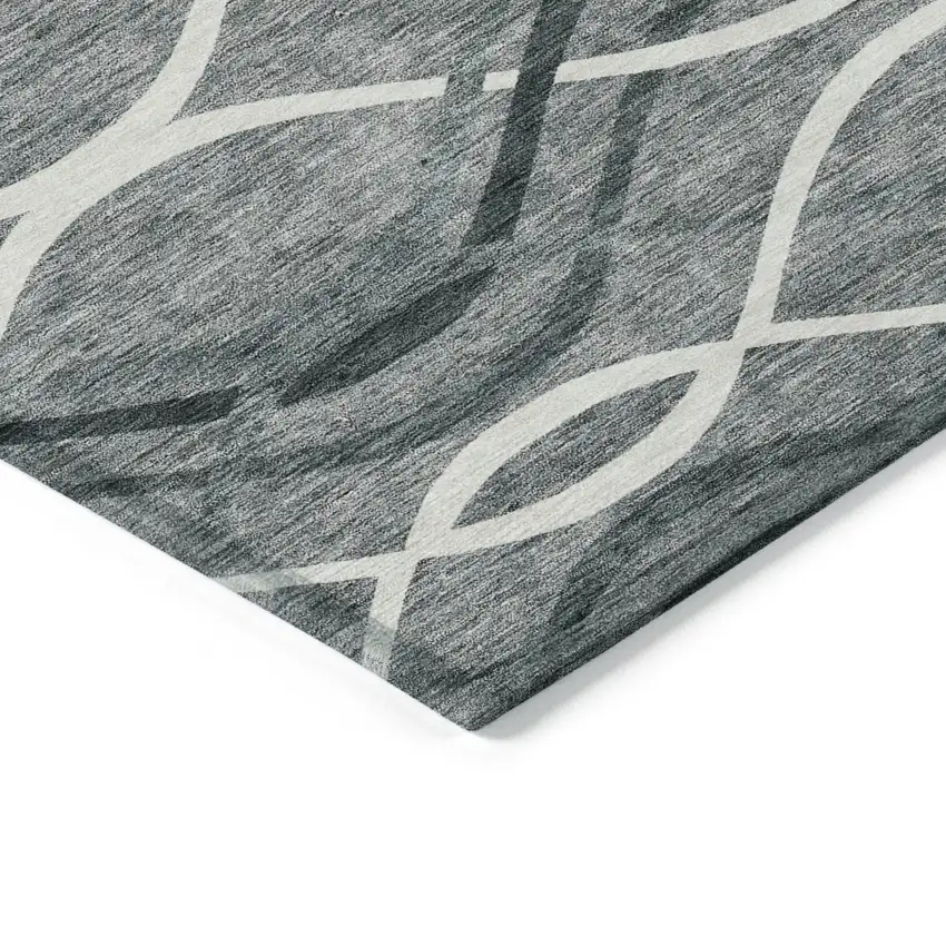 Gray Ivory And Charcoal Abstract Washable Indoor Outdoor Area Rug Photo 3