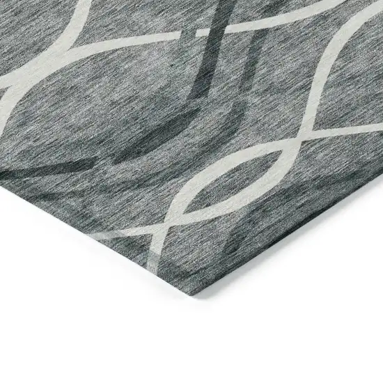 Gray Ivory And Charcoal Abstract Washable Indoor Outdoor Area Rug Photo 3