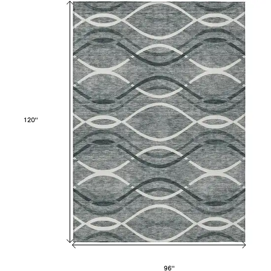 Gray Ivory And Charcoal Abstract Washable Indoor Outdoor Area Rug Photo 7