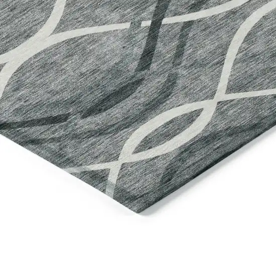 Gray Ivory And Charcoal Abstract Washable Indoor Outdoor Area Rug Photo 3