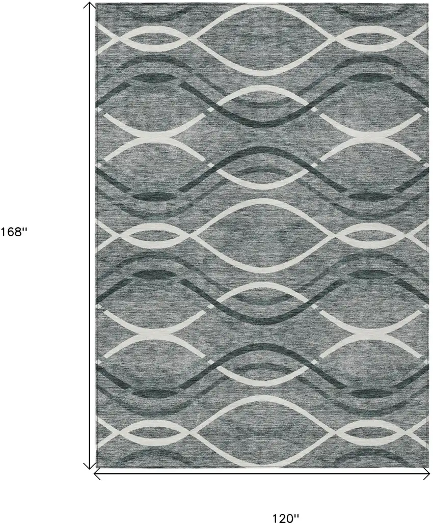 Gray Ivory And Charcoal Abstract Washable Indoor Outdoor Area Rug Photo 7