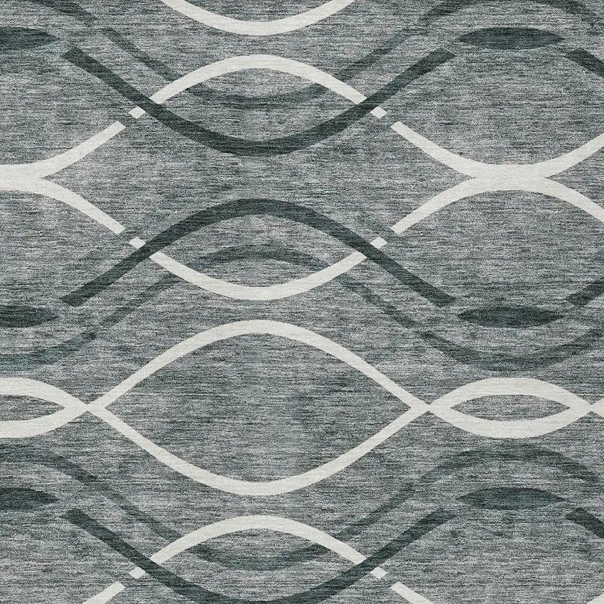 Gray Ivory And Charcoal Abstract Washable Indoor Outdoor Area Rug Photo 4