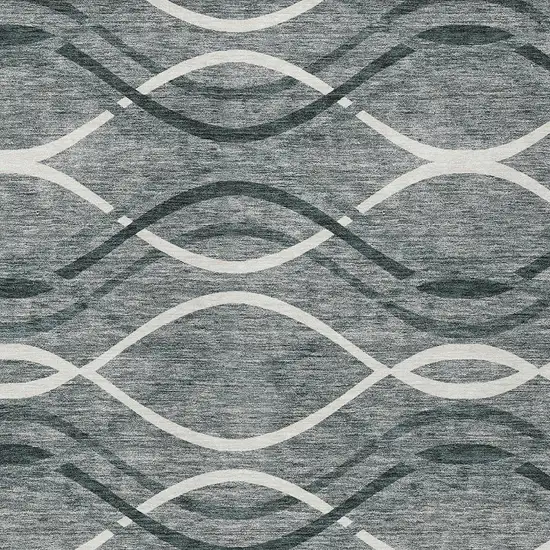 Gray Ivory And Charcoal Abstract Washable Indoor Outdoor Area Rug Photo 4