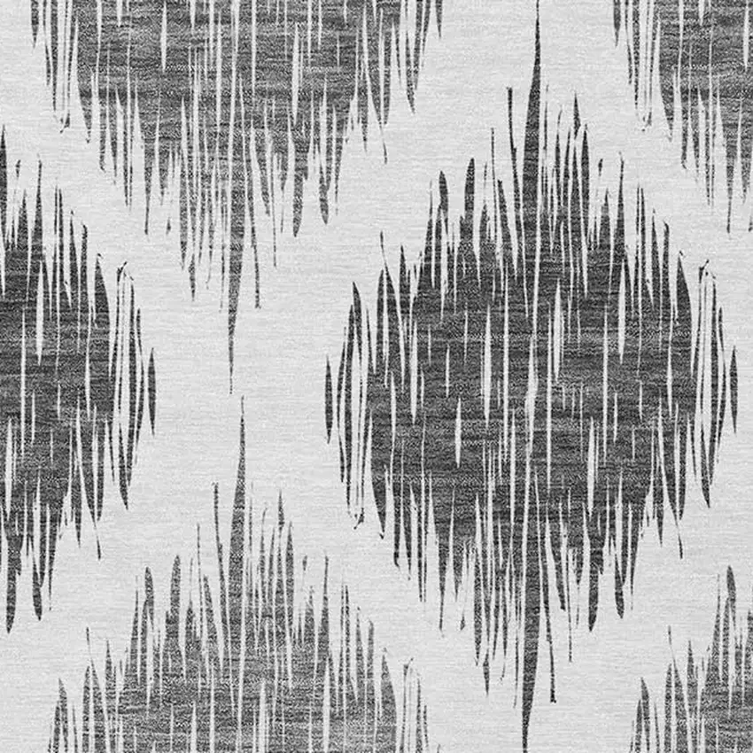 Gray Ivory And Charcoal Ikat Washable Indoor Outdoor Area Rug Photo 6