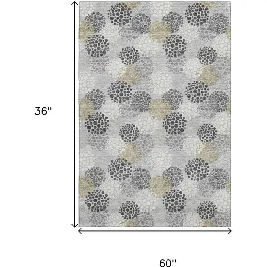 Gray Ivory And Charcoal Polka Dot Washable Area Rug With UV Protection Photo 3