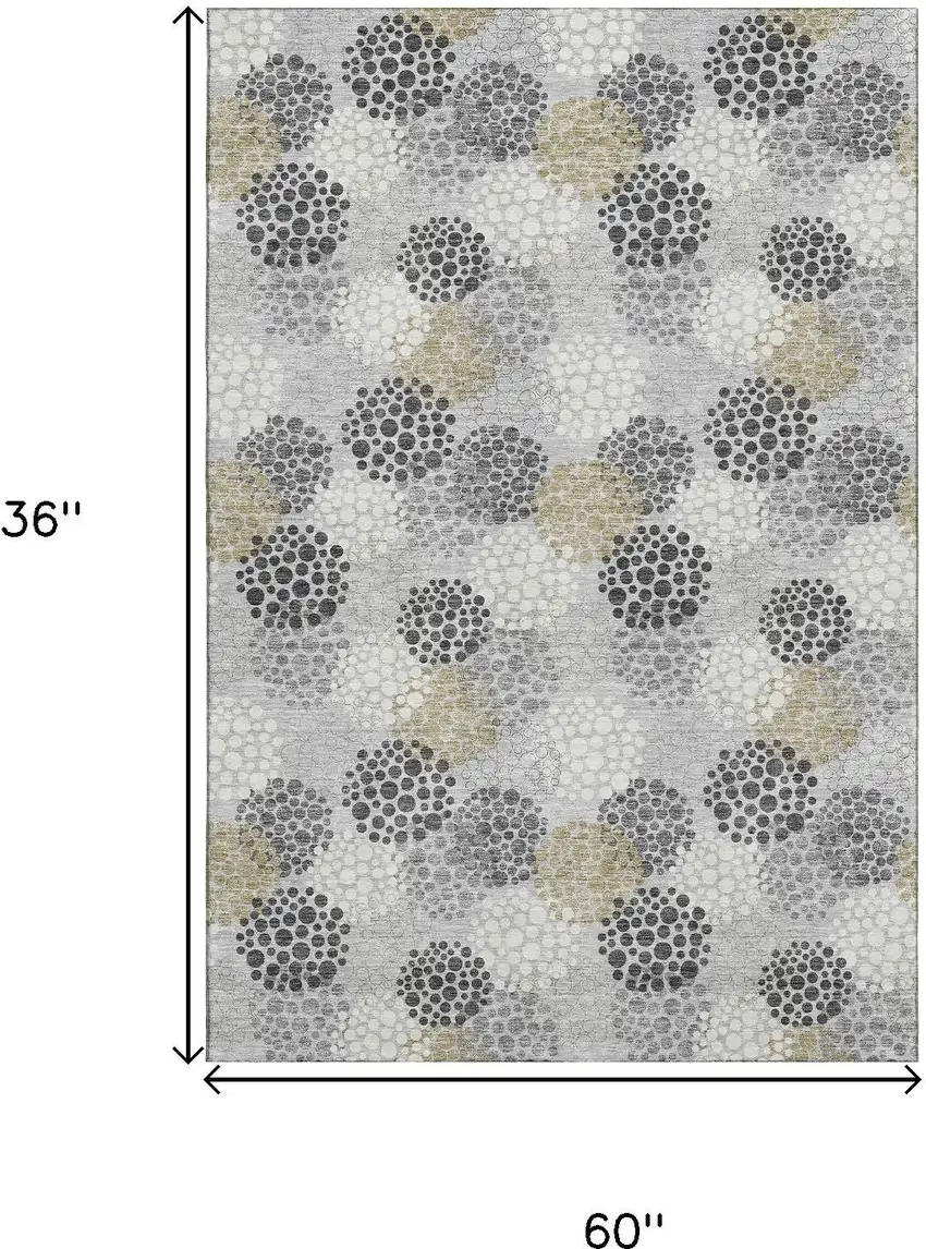 Gray Ivory And Charcoal Polka Dot Washable Area Rug With UV Protection Photo 3