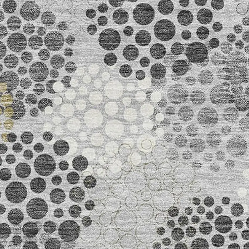 Gray Ivory And Charcoal Polka Dot Washable Area Rug With UV Protection Photo 4