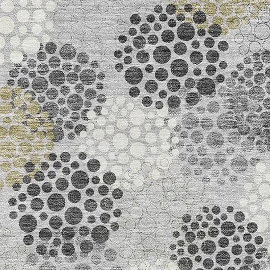 Gray Ivory And Charcoal Polka Dot Washable Area Rug With UV Protection Photo 5