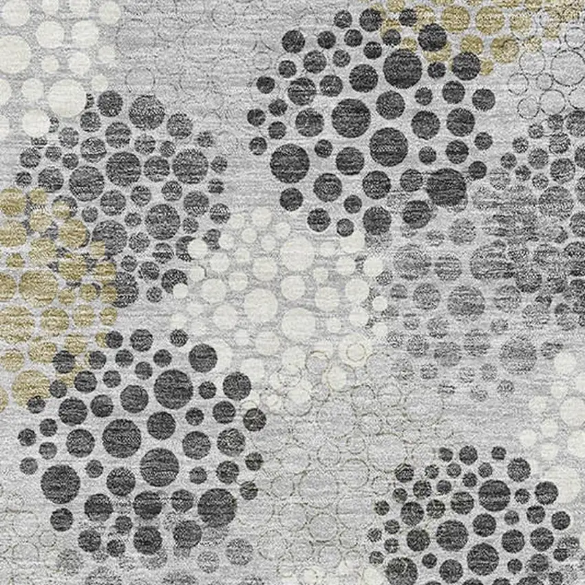 Gray Ivory And Charcoal Polka Dot Washable Area Rug With UV Protection Photo 5