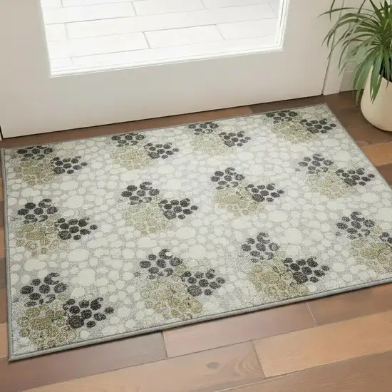 Gray Ivory And Charcoal Polka Dot Washable Area Rug With UV Protection Photo 2