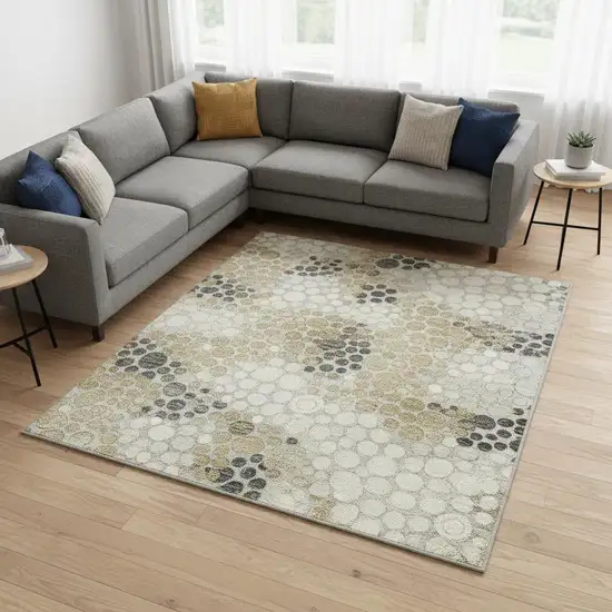 Gray Ivory And Charcoal Polka Dot Washable Area Rug With UV Protection Photo 2
