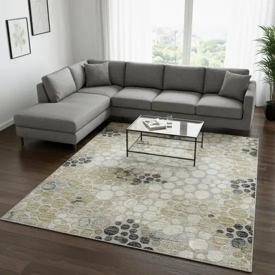 Gray Ivory And Charcoal Polka Dot Washable Area Rug With UV Protection Photo 2