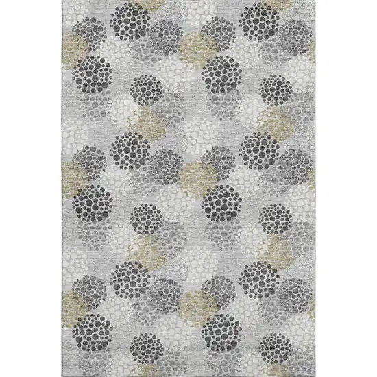 Gray Ivory And Charcoal Polka Dot Washable Area Rug With UV Protection Photo 7