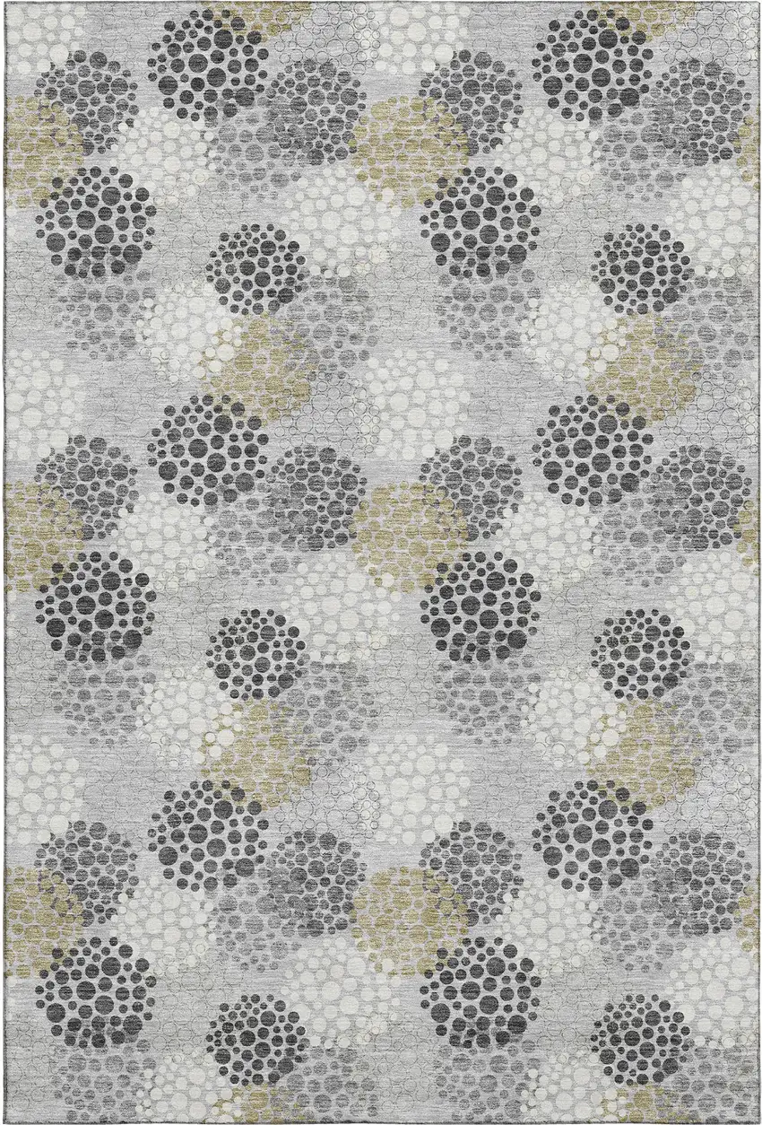 Gray Ivory And Charcoal Polka Dot Washable Area Rug With UV Protection Photo 7