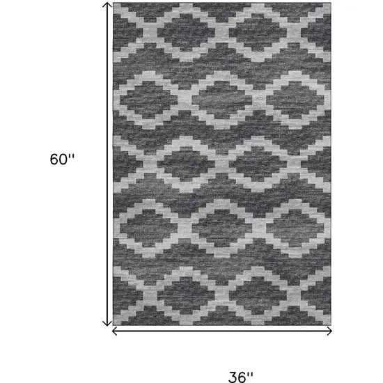 Gray Ivory And Charcoal Tribal Washable Area Rug With UV Protection Photo 3