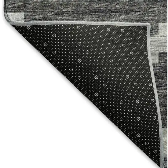 Gray Ivory And Charcoal Tribal Washable Area Rug With UV Protection Photo 6
