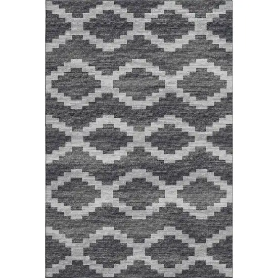 Gray Ivory And Charcoal Tribal Washable Area Rug With UV Protection Photo 2