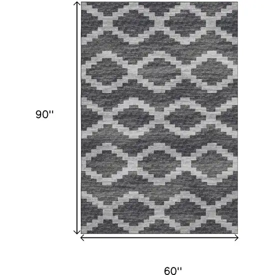 Gray Ivory And Charcoal Tribal Washable Area Rug With UV Protection Photo 3