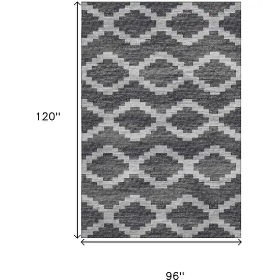 Gray Ivory And Charcoal Tribal Washable Area Rug With UV Protection Photo 3