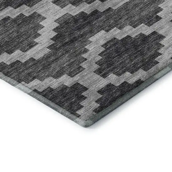 Gray Ivory And Charcoal Tribal Washable Area Rug With UV Protection Photo 7