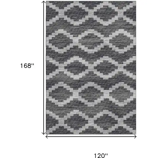 Gray Ivory And Charcoal Tribal Washable Area Rug With UV Protection Photo 3
