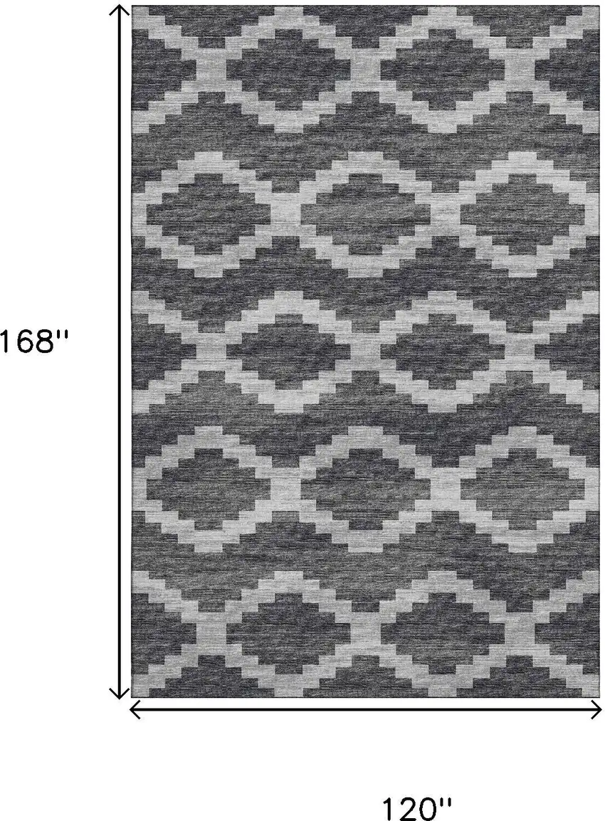 Gray Ivory And Charcoal Tribal Washable Area Rug With UV Protection Photo 3