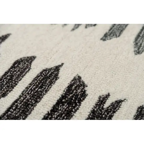Gray Ivory And Charcoal Wool Striped Hand Tufted Area Rug Photo 3