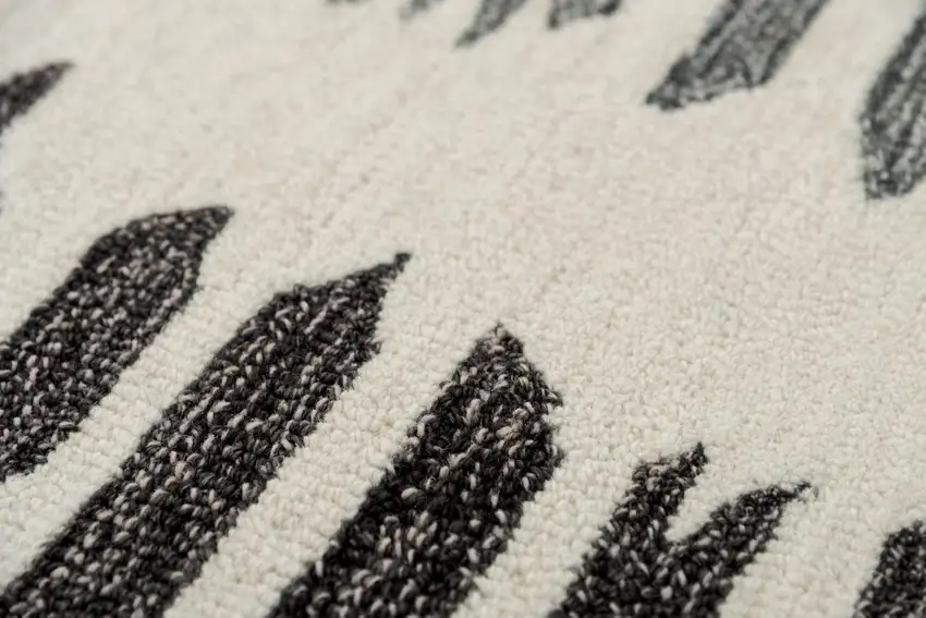 Gray Ivory And Charcoal Wool Striped Hand Tufted Area Rug Photo 3