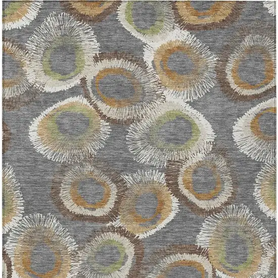 Gray Ivory And Copper Geometric Washable Indoor Outdoor Area Rug Photo 6