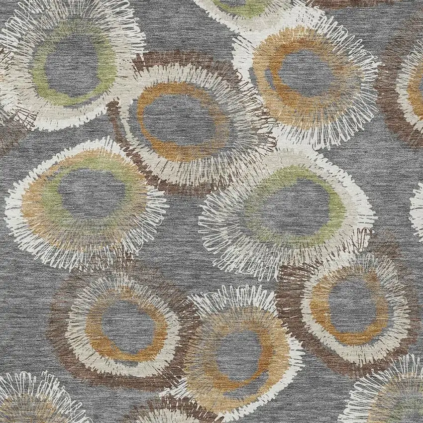 Gray Ivory And Copper Geometric Washable Indoor Outdoor Area Rug Photo 8