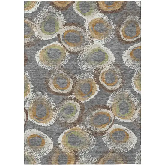 Gray Ivory And Copper Geometric Washable Indoor Outdoor Area Rug Photo 2