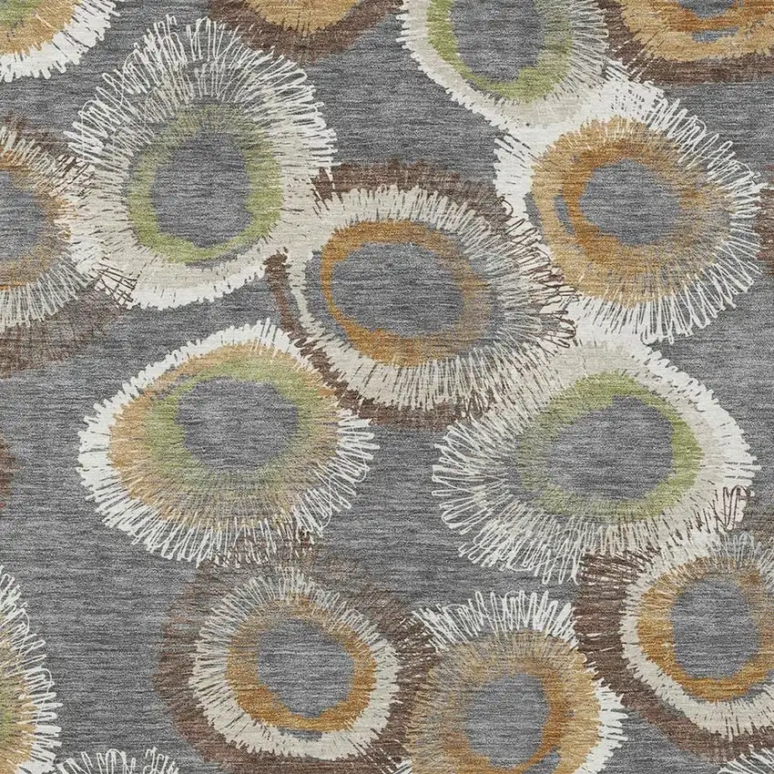 Gray Ivory And Copper Geometric Washable Indoor Outdoor Area Rug Photo 7