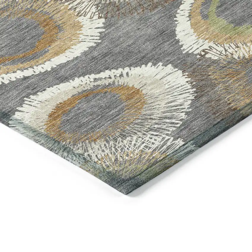 Gray Ivory And Copper Geometric Washable Indoor Outdoor Area Rug Photo 3