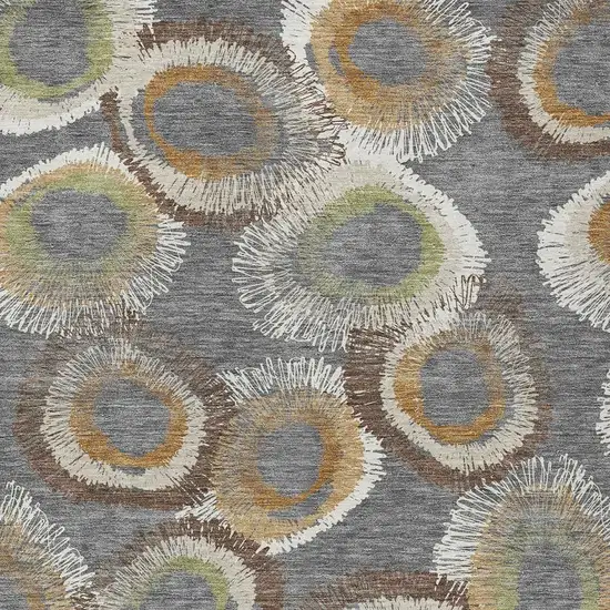 Gray Ivory And Copper Geometric Washable Indoor Outdoor Area Rug Photo 7