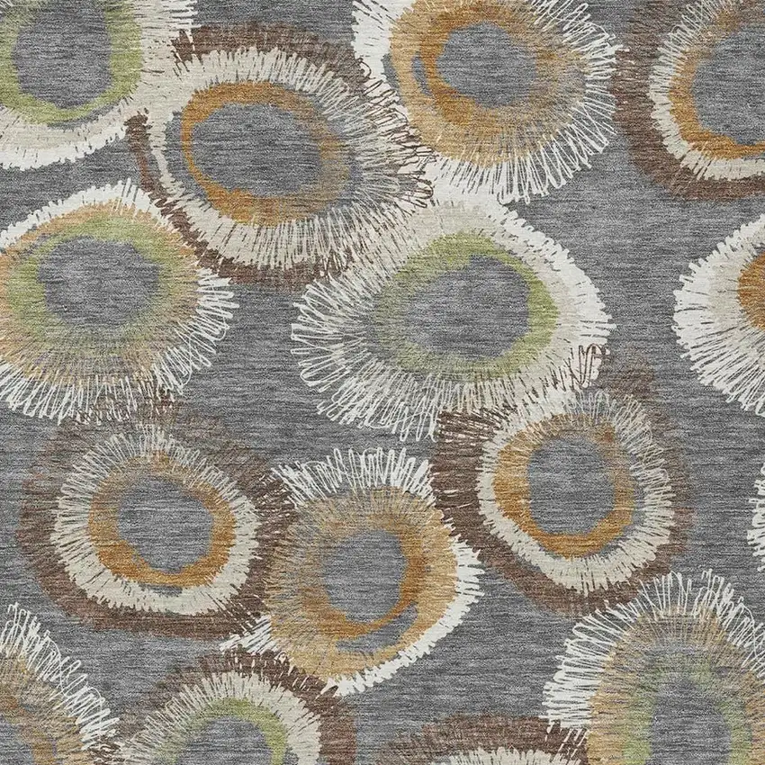 Gray Ivory And Copper Geometric Washable Indoor Outdoor Area Rug Photo 7