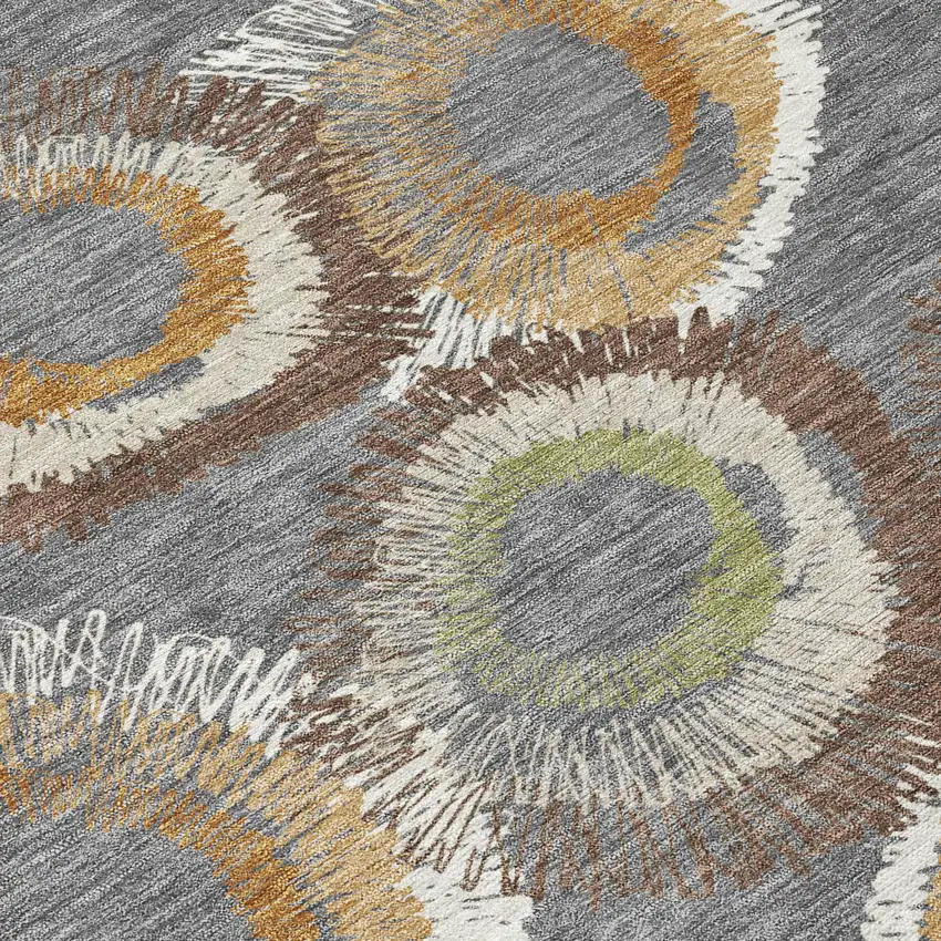 Gray Ivory And Copper Geometric Washable Indoor Outdoor Area Rug Photo 8