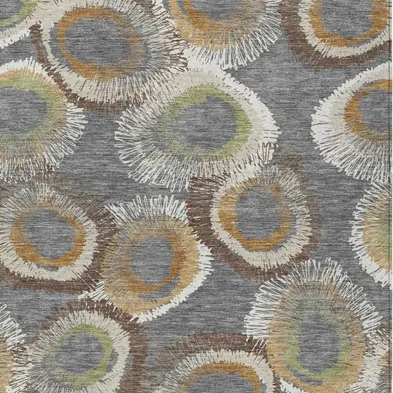 Gray Ivory And Copper Geometric Washable Indoor Outdoor Area Rug Photo 7