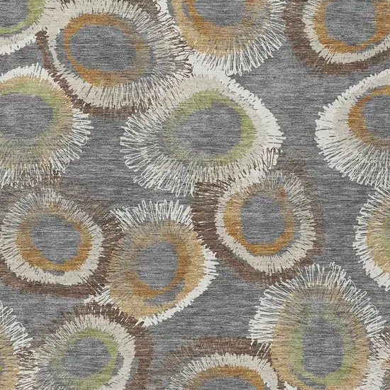 Gray Ivory And Copper Geometric Washable Indoor Outdoor Area Rug Photo 8