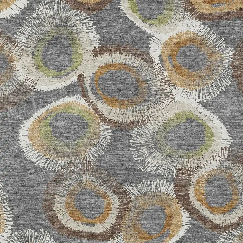 Gray Ivory And Copper Geometric Washable Indoor Outdoor Area Rug Photo 8