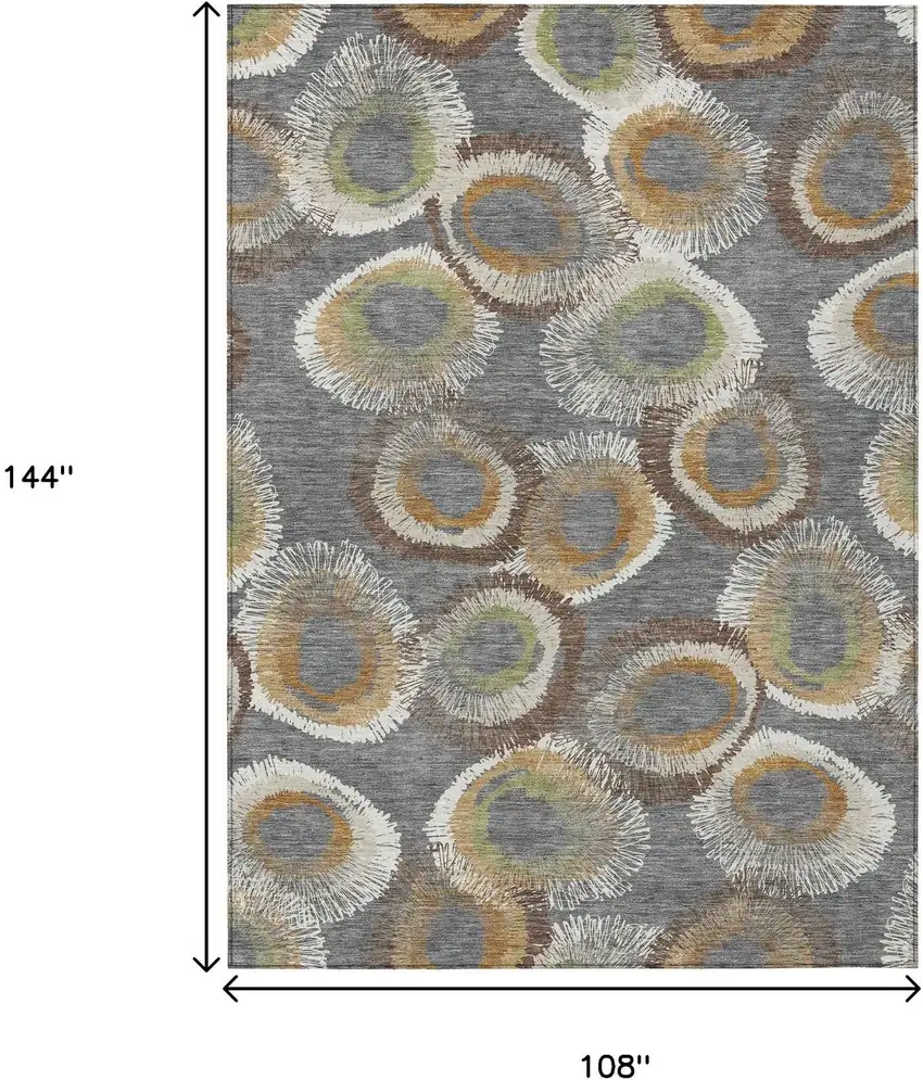 Gray Ivory And Copper Geometric Washable Indoor Outdoor Area Rug Photo 3