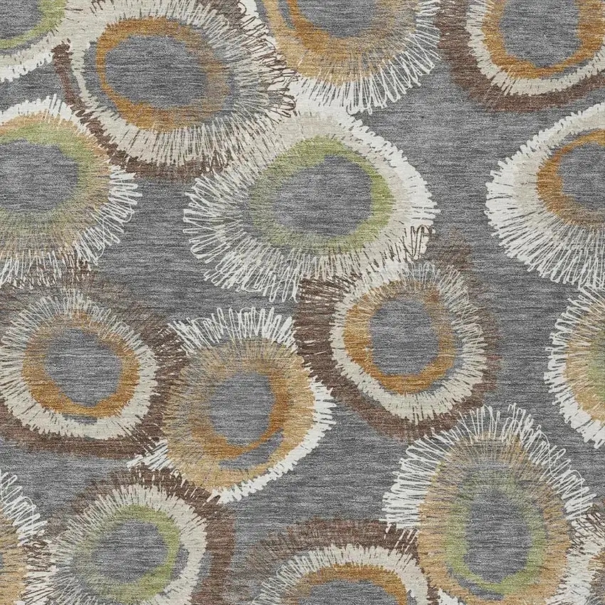 Gray Ivory And Copper Geometric Washable Indoor Outdoor Area Rug Photo 7